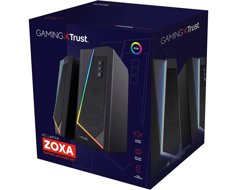 Trust Gaming Casse PC 2.0 GXT 609 Zoxa, 12W, Altoparlante Stereo, 6 Modalità di Illuminazione RGB, Alimentazione via USB, Set di Altoparlanti per PC, Computer, Desktop, Laptop, Portatile - Nero 