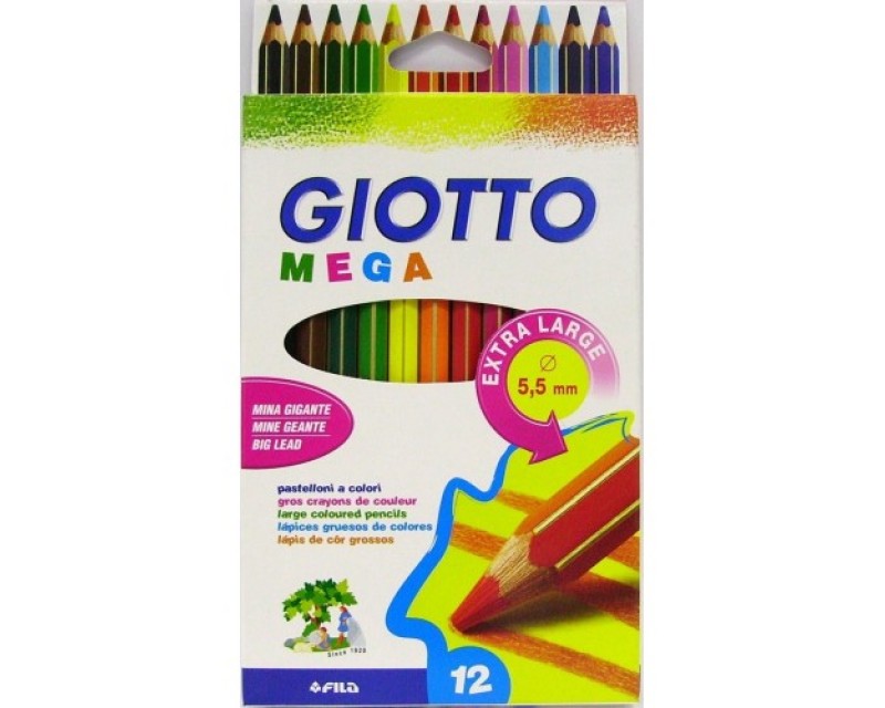 Pastelli extra large cancellabili GIOTTO Mega 12 Pz